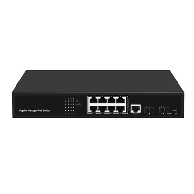 8 Port PoE Vlan Managed Gigabit Fiber Switch Realtek Chip 120W Anggaran AC Input