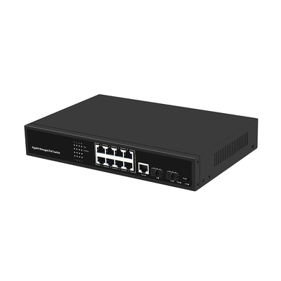 8 Port PoE Vlan Managed Gigabit Fiber Switch Realtek Chip 120W Anggaran AC Input