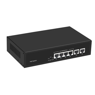 Saklar PoE CCTV Ethernet Cepat 4 Port Dengan 2 Uplink Tembaga Anggaran Daya 55W Input AC