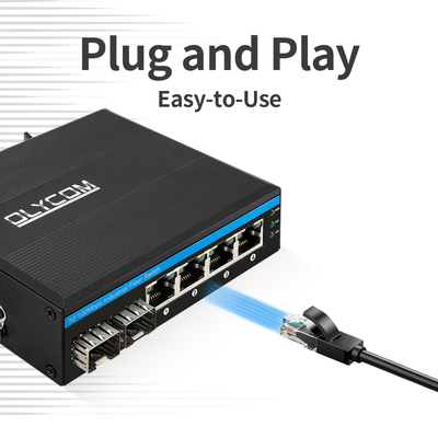 6 Port Industrial Poe Switch Tidak dikelola 10/100M 2 Fiber 4 Ethernet Ports Switch