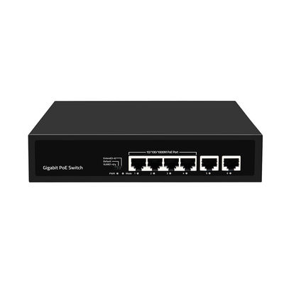 Saklar PoE Gigabit 6 Port Perpanjangan 250 Meter VLAN Anggaran Daya 60W Input 220V