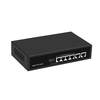 Saklar PoE Gigabit 6 Port Perpanjangan 250 Meter VLAN Anggaran Daya 60W Input 220V