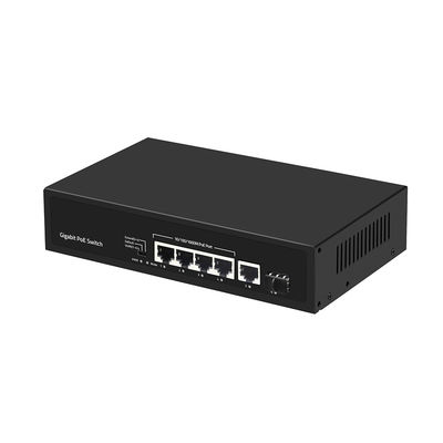 4 Port Gigabit Fiber Switch PoE Af/At 60W Dengan 1 SFP/Copper Uplink Commercial Grade CE