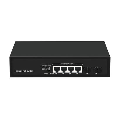 4 Port Gigabit PoE Switch 60W Budget SFP Fiber Unmanaged Dengan VLAN 250-Meter Extension