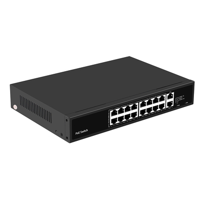 16 Port PoE Switch 10/100M Ethernet Dengan 2 SFP/RJ45 Uplink Untuk Kamera CCTV Anggaran 300W