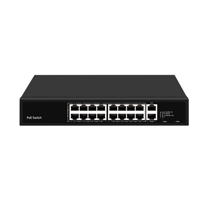 16 Port PoE Switch 10/100M Ethernet Dengan 2 SFP/RJ45 Uplink Untuk Kamera CCTV Anggaran 300W