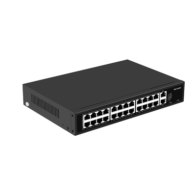 24 Port CCTV Poe Switch Tidak Terkelola Rak Ethernet Cepat 100M Tipe Input AC Anggaran 300W