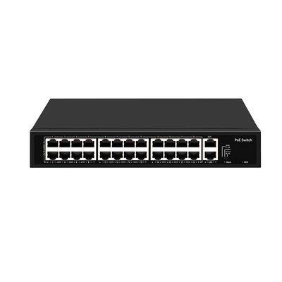 24 Port CCTV Poe Switch Tidak Terkelola Rak Ethernet Cepat 100M Tipe Input AC Anggaran 300W