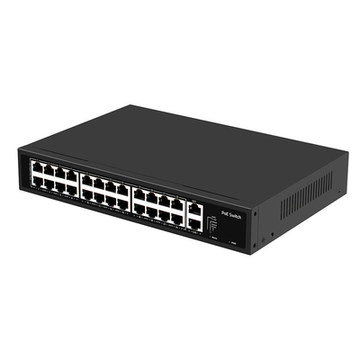 24 Port CCTV Poe Switch Tidak Terkelola Rak Ethernet Cepat 100M Tipe Input AC Anggaran 300W