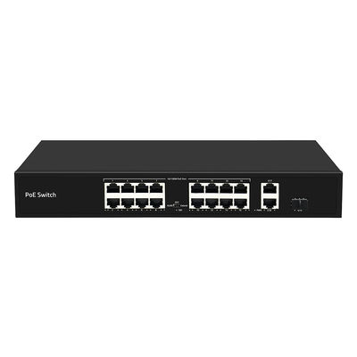 Saklar PoE 16 Port Jarak PoE 250 Meter 10/100M Mendukung Mode VLAN Anggaran 300W CE
