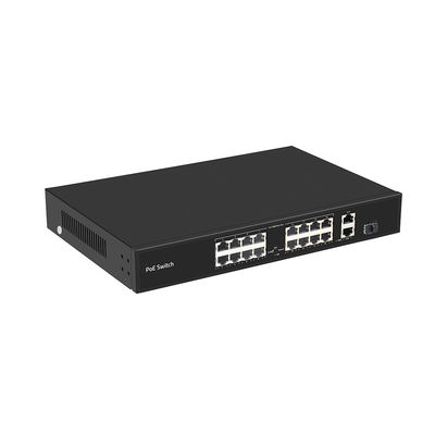 Saklar PoE 16 Port Jarak PoE 250 Meter 10/100M Mendukung Mode VLAN Anggaran 300W CE