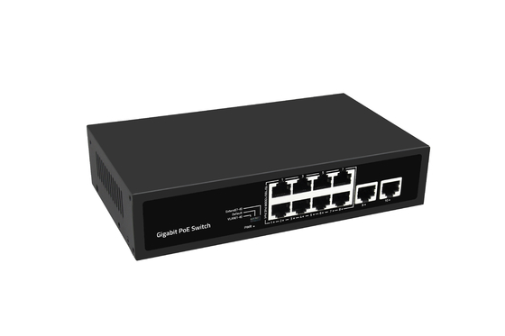 Jaringan Unmanaged 10 Port Gigabit Desktop POE Switch Dengan 8 Port Poe AC100-240V