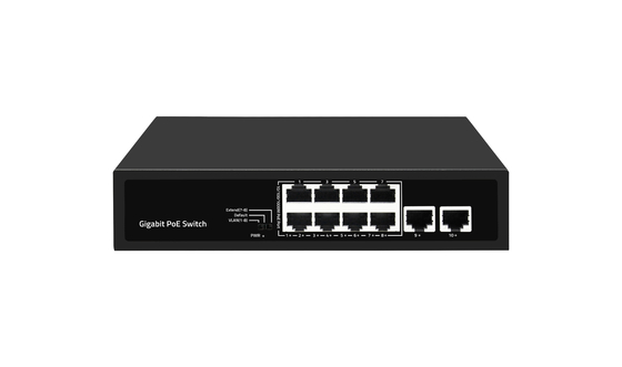 Jaringan Unmanaged 10 Port Gigabit Desktop POE Switch Dengan 8 Port Poe AC100-240V