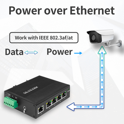 Industrial Unmanaged Poe Switch 5 Port Gigabit Network 15.4W/30W Standar 120W Din Rail