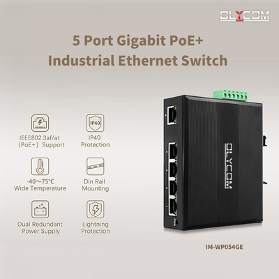 5-port Industrial Network Switch E-mark Ethernet Switch Dengan Perlindungan Surge 4 KV