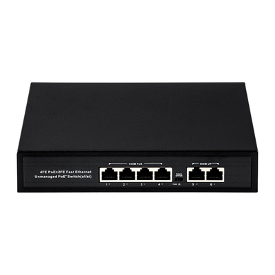 OEM ODM Fast Ethernet 10/100mbps 4 Port Poe Switch Dengan 2 Uplink Port Network Switch