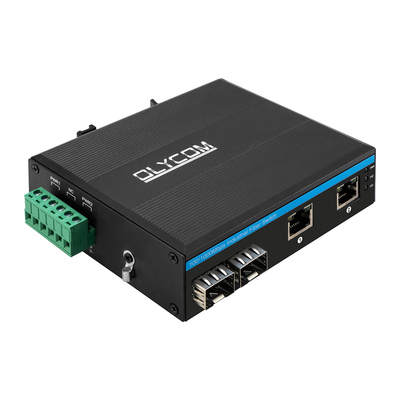 Gigabit Industrial Network Switch 100/1000m Fiber Ethernet Din Rail DC24V yang Tidak Dikelola