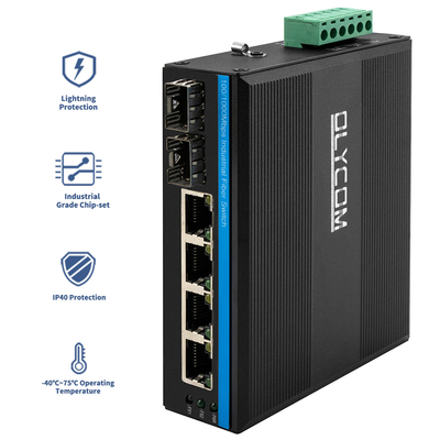 6-Port Industrial Network Switch Dengan 2 Serat Dan 4 Port Auto-MDI/MDIX RJ45