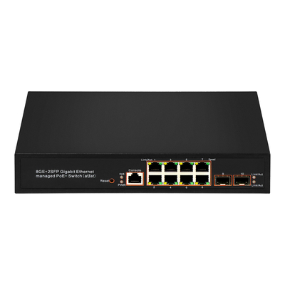 8 Port Gigabit Managed PoE Switch SFP Fiber Optic 120W Anggaran AC Input Chip Realtek