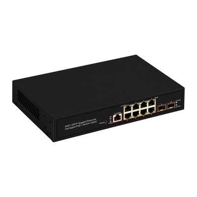 8 Port Gigabit Managed PoE Switch SFP Fiber Optic 120W Anggaran AC Input Chip Realtek