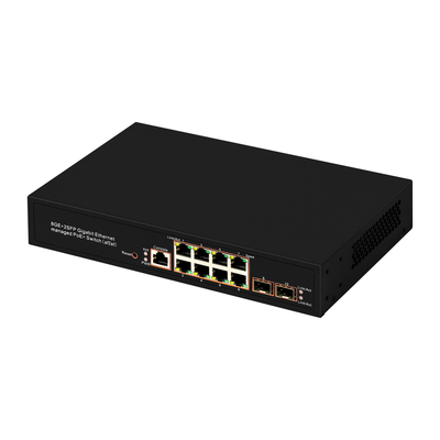 8 Port Gigabit Managed PoE Switch SFP Fiber Optic 120W Anggaran AC Input Chip Realtek