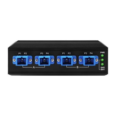 4 Saluran Industrial Optical Bypass Switch D2X2B Din Rail DC24V Input SM/MM Untuk Gagal Daya