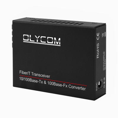 OEM ODM 10/100/1000M gigabit Konektor SC Mode Tunggal Serat Ganda 60KM Konverter Media Serat