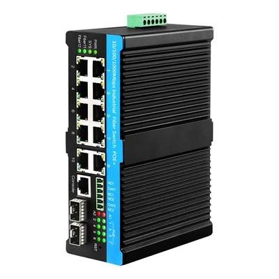High-Performance Industrial Managed POE Switch dengan 10 port dan output daya 90W