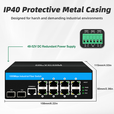 10port Gigabit 10/100/1000mbps L2 Managed POE Switch Dengan 2 Sfp Untuk Outdoor