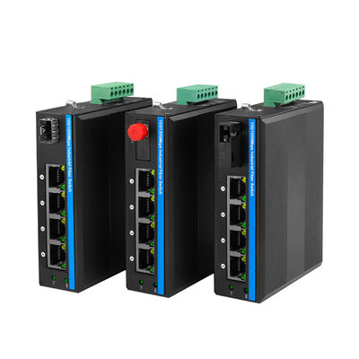 4 Port Industrial PoE Switch Gigabit Network Aktif PoE 120W Anggaran Tidak Dikelola Din Rail
