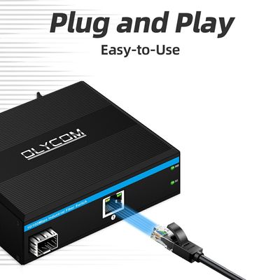 SFP Fiber Media Converter 10 100Mbps Din Rail Wall yang Tidak Dikelola Kasing Kecil