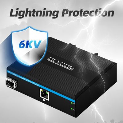 SFP Fiber Media Converter 10 100Mbps Din Rail Wall yang Tidak Dikelola Kasing Kecil