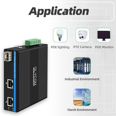 Mini Din Rail Ethernet Fiber Switch 100/1000M 60W POE Anggaran DC48V Tidak dikelola