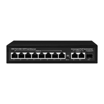 Sakelar POE Tidak Terkelola 120W 8 PoE 10/100/1000Mbps + 2 LAN 10/100/1000Mbps + 1SFP 100/1000M