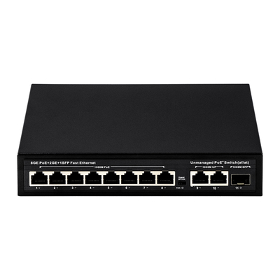 Sakelar POE Tidak Terkelola 120W 8 PoE 10/100/1000Mbps + 2 LAN 10/100/1000Mbps + 1SFP 100/1000M