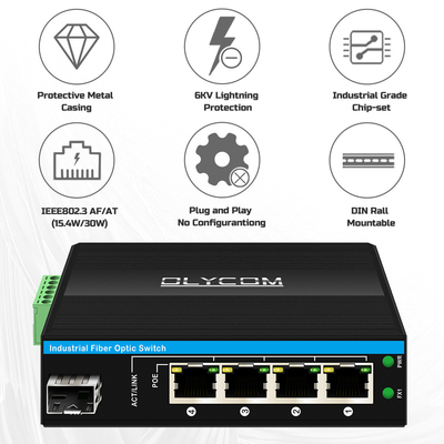 5 Port Gigabit Unmanaged POE Switch DC48-52V Power supply Ethernet switch untuk penggunaan luar ruangan