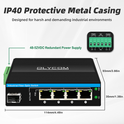 5 Port Gigabit Unmanaged POE Switch DC48-52V Power supply Ethernet switch untuk penggunaan luar ruangan