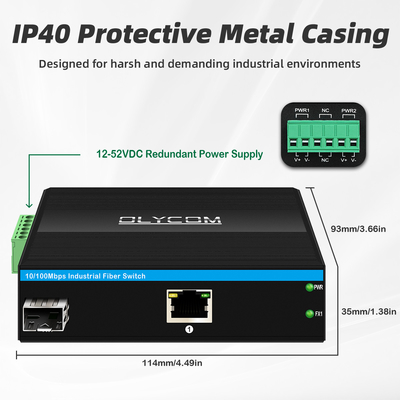 Mini 2 Port 10/100mpbs Fiber Media Converter Dengan 1RJ45+1SFP LC Ethernet Switch Untuk Penggunaan Luar Ruang