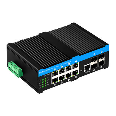 Saklar POE Industri 10G dengan 8 Port POE Gigabit dan 4 Uplink SFP 10G - Saklar Jaringan Terkelola L2 dengan Perlindungan Lonjakan 6KV
