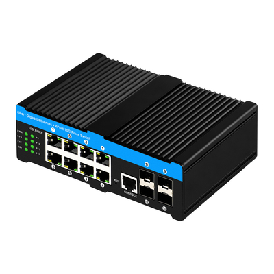 10G Industrial POE Switch 8*Gigabit POE port dengan 4*10G SFP uplink L2 Managed Network Switch