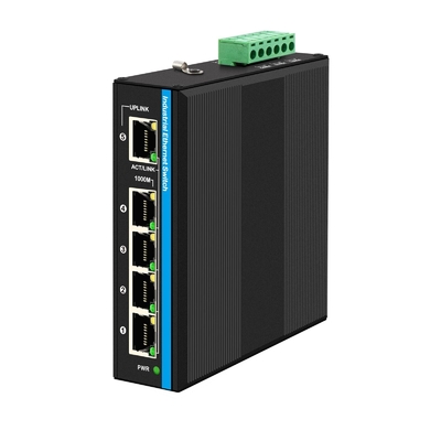 Mini 5 port Industrial Ethernet switch 4 RJ45 port ke 1 uplink RJ45 gigabit switch tidak dikelola dc12v/24v input