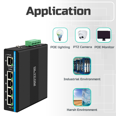 Daya surya UPS PoE Switch Gigabit Jaringan 120W DC12V/DC24V/DC48V Input Tidak dikelola
