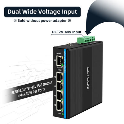 Sakelar PoE Solar 5 Port MPPT Bertenaga Baterai Gigabit E-Mark Jaringan 120W DC12V/DC24V/DC48V Input