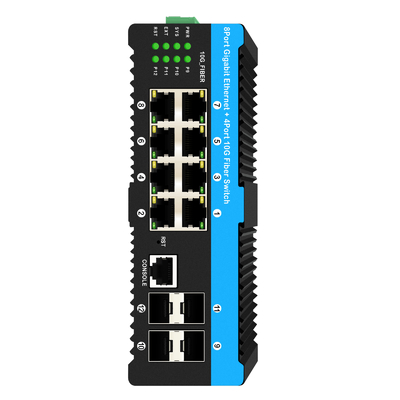 Sakelar PoE Terkelola Industri Serat 10G Gigabit Ethernet 8 Port PoE 240W Chip Realtek