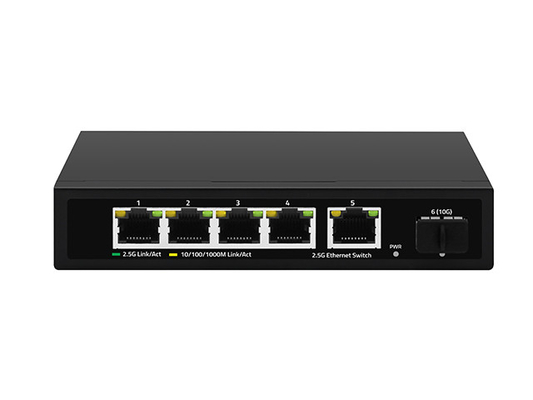 5 Port 2.5G Ethernet Switch 10G Fiber Uplink Kecepatan Jaringan Penginderaan Otomatis Tidak Terkelola