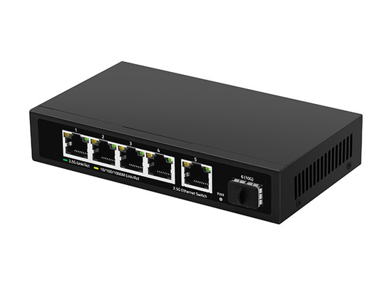 5 Port 2.5G Ethernet Switch 10G Fiber Uplink Kecepatan Jaringan Penginderaan Otomatis Tidak Terkelola