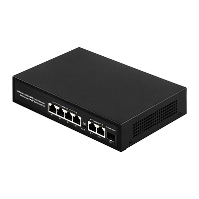 6 port Plug and Play POE Switch 48V dengan 1000Mbps Port IEEE 802.3 af/at Ethernet switch Cocok untuk kamera IP POE