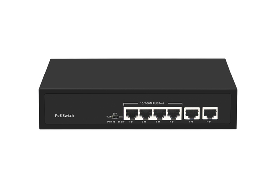 6 port POE network Switch 48V dengan 100Mbps Port IEEE 802.3 af/at switch jaringan