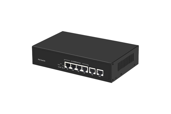 6 port POE network Switch 48V dengan 100Mbps Port IEEE 802.3 af/at switch jaringan