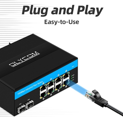 gigabit industri 8 port din rail ethernet poe switch DC48-52V input daya ganda